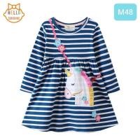 ราคา พร้อมส่งจากไทย เดรสแขนยาวกรมลายยูนิคอร์น (20494775990)