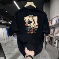 ราคา เล่นไพ่ลาย คอกลมเสื้อยืดแขนสั้นผู้ชาย ทรงหลวม oversize ใส่สบาย ผ้าcotton t shirt (26056068824)
