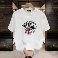 ราคา แฟชั่น ฤดูร้อน ลายเล่นไพ่ คอกลมเสื้อยืดแขนสั้นผู้ชาย ทรงหลวม ใส่สบาย oversize ผ้าcotton t shirt ผ้ายืด (26109335441)