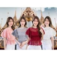 ราคา เสื้อลูกไม้ แขนระบาย 3 ชั้น ลูกไม้สวย ไม่แก่ เสื้อ Mae Mali See Through ด้านบน รูปหัวใจช่วงอก เก๋ไก๋สุด (9418982176)