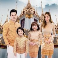 ราคา ชุดไทยประยุกต์ ชุดไทย ชุดไทยแม่ลูก ชุดไทยทำบุญ Mae Nai สีทอง ชุดไทยไปงาน Thai Costume ชุดทำบุญ ชุดแม่ลูก (8816194630)