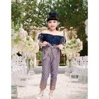 ราคา ชุดไทยประยุกต์ ชุดไทยเด็กหญิง Bussaba Jumpsuit สีน้ำเงิน ชุดไทยจัมพ์สูท จัมพ์สูทผ้าไทย ชุดไทยกางเกง Thai Costume Pants (7902578368)
