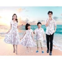 ราคา ชุดครอบครัว ชุดแม่ลูก Vintage Flora เดรสคอวี เดรสยาว ชุดไปทะเล ชุดไปเที่ยว เดรสสีขาว ชุดคู่ (18915564024)