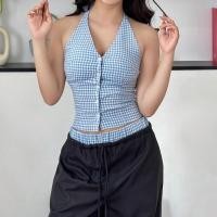 ราคา Dopamine American Hot Girls Set เสื้อคาร์ดิแกนลายสก็อตพิมพ์ลายสก็อตสไตล์หวานและเผ็ดเสื้อกั๊กเชือกแขวนคอกางเกงผูกเชือกสีตัดกัน (29361349419)