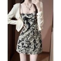 ราคา เดรส ขายดี สาวร้อนบริสุทธิ์ปรารถนาสไตล์ชุดสองชิ้นหญิงชายร่างเล็กสามารถเค็มหวานฝรั่งเศสย้อนยุคชุดสลิงดอกไม้ชุด (26261412853)