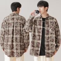 ราคา เสื้อเชิ้ตแขนยาวผู้ชายเส้นด้ายย้อมลายสก๊อตผ้าไล่โทนสีมัดย้อมหัตถกรรมซ้อนพิมพ์ล้าง (27706976610)