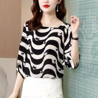 ราคา เสื้อชีฟองแขนสามส่วนสำหรับผู้หญิงเสื้อคอเหลี่ยมแขนสั้นทรงหลวมสำหรับฤดูร้อนเสื้อแฟชั่นสไตล์ตะวันตกเสื้อลดอายุสไตล์ฝรั่งเศส (29361391391)