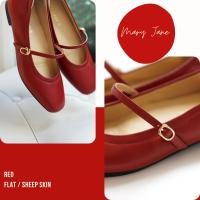 ราคา PRE ORDER EARL GREY รองเท้าหนังแกะแท้ หนังนิ่ม พื้นนุ่ม มีซัพพอร์ต รุ่น Mary Jane Flat series in Red (27160633728)