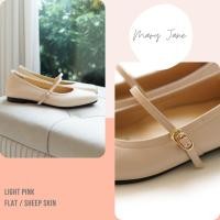 ราคา EARL GREY รองเท้าหนังแกะแท้ หนังนิ่ม พื้นนุ่ม มีซัพพอร์ต รุ่น Mary Jane Flat series in Light pink (28960589684)