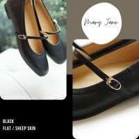 ราคา EARL GREY รองเท้าหนังแกะแท้ หนังนิ่ม พื้นนุ่ม มีซัพพอร์ต รุ่น Mary Jane Flat series in Black (27060623783)