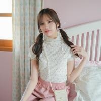ราคา DAILYLOOK SM Japan top เสื้อคอปีนแขนสั้นลายดอกสีชมพู น่ารักตะโกนมากกก (25874799393)
