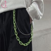 ราคา Oceanmap Punk สไตล์โซ่เอวสีชมพูสีเขียวเรืองแสงผู้หญิง Hip Hop เข็มขัดพลาสติกพลาสติกพลาสติก (29923509509)