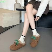 ราคา Just Lace Up Outerwear รองเท้า รองเท้าแตะขนแกะเชือกปุยผู้หญิง รองเท้าบ้านหนาลื่นสบายฤดูหนาวรองเท้าแตะที่อบอุ่นในร่ม (28419408823)