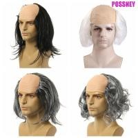 ราคา Possney วิกผมหัวล้านตลก อุปกรณ์ประกอบฉากหยิกชายชราวิกผมหัวล้าน วันเอพริลฟูลนุ่มปุยปลอมฮาโลวีนหัวล้านวิกผม Masquerade แสดง (28552550663)