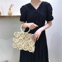 ราคา กระเป๋าสานฟางเชือกกระดาษกลวงสแควร์โหลมือบริสุทธิ์ (7939221747)