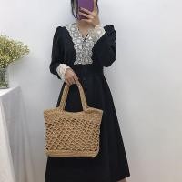 ราคา กระเป๋าสานผ้าถักแบบถือ มีซับในมีซิป (2046159663)