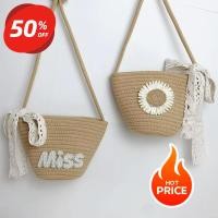 ราคา กระเป๋าฟางผู้หญิงทอชายหาดกระเป๋าสะพายข้างสุภาพสตรีไหล่หวายแฮนด์เมดถัก (28005636694)