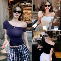 ราคา Kitty พร้อมส่ง เสื้อยืดผู้หญิงเปิดไหล่ข้างเดียว คอไม่สมมาตร แขนสั้น เสื้อแขนสั้นปาดไหล่ข้างเดี่ยว สีพื้น แมทช์ง่าย (29512697234)