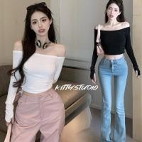 ราคา Kitty พร้อมส่ง เสื้อครอปหญิง croptop เสื้อรัดรูปแขนยาว สีขาวเสื้อเปิดไหล่ เซ็กซี่ สไตล์ยุโรปและอเมริกา ทรงเข้ารูป (27214876623)