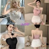 ราคา Kitty พร้อมส่ง เสื้อคล้องคอผู้หญิง เสื้อท็อปสายเดี่ยว เกาะอก ติดดอกไม้ เสื้อเซ็กซี่ ดีเทลรูดหน้าสุดเก๋ สไตล์ฝรั่งเศษ (26557820489)