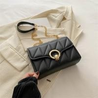 ราคา กระเป๋าทรงสี่เหลี่ยมสะพายข้างผู้หญิงหนังสายโซ่ลายสี่เหลี่ยมขนมเปียกปูนแฟชั่นเรียบง่าย (24989108868)