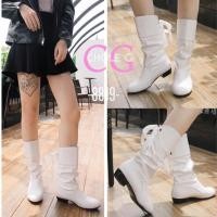 ราคา Chole G 8819 Cutie Bow Boots รองเท้าบูทหนังสีขาว บูทเกาหลี บูทพร้ตตี้สีขาวส้นสูง หนังpu 3 5cm SH0064 (6916567315)