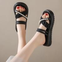 ราคา S 147 พร้อมส่งจากไทย รองเท้าแตะ ยางPVC พื้นหนา 2 5cm แบบสวม สายคาด ประดับมุข แฟชั่น สไตล์เกาหลี สำหรับคุณผู้หญิง (26406949614)