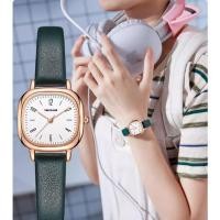 ราคา นาฬิกาควอทซ์หน้าปัดสี่เหลี่ยมเล็กแบบลําลองของผู้หญิงพร้อมสายหนัง Jam Tangan Wanita Prempuan (29571394979)