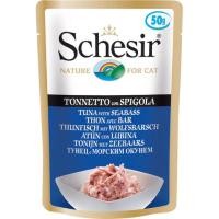 ราคา พร้อมส่ง 50 G อห เปียกแมวโตแบบซอง ทูน่ากับปลากะพงขาว Schesir Tuna With Seabass Adult Pouch Cat Food (25254228145)