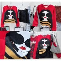 ราคา เสื้อแขนยาวตัวสั้นกึ่งครอปLatin crop tee ผ้ายืดพรีเมี่ยมคอตตอนสีแดงสด รีดเพชรบนลาย (25139501028)