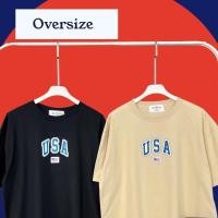 ราคา เสื้อยืดคอกลมโอเวอร์ไซส์ ลายสกรีน USA (22107873857)