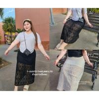 ราคา A19 กระโปรงทรงเอยาวสาวอวบพลัสไซส์ ผ้าลูกไม้นิ่มใส่สบาย เอว 36 48 สพ 44 56 ยาว32 (29920743173)