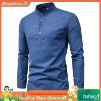 ราคา เสื้อเชิ้ตแขนยาว ผ้าลินิน คอปก พลัสไซซ์ 6 สี สําหรับผู้ชาย เสื้อ ผู้ชาย ปลอกคอยืน เสื้อเชิ้ตผช (28100925211)