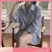 ราคา 54663 เสื้อเชิ้ตแขนยาว ลายทาง ทรงหลวม สไตล์เกาหลี (29921984804)