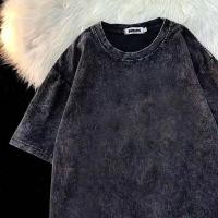 ราคา Pofloret เสื้อยืดสีพื้น ผ้าฝ้าย100 โอเวอร์ไซซ์ ผ้าฟอกวินเทจ สีดําเข้ม สไตล์ฮิปฮอป เรโทร SC188 (24716981304)