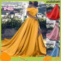 ราคา เดรสสาวอวบ เดรสปาดไหล่ อีคอมเมิร์ซข้ามพรมแดนฤดูร้อน AliExpress ชุดอเมซอนสีทึบไหล่เดียวสง่างามชุดราตรีโรงงานขายส่ง (29873531261)