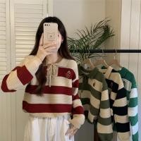 ราคา Lune Graceเสื้อไหมพรมแขนยาวลายทาง คอปกปักลายเชือกผูกโบว์ สีพาสเทลแมชต์ง่าย ผ้านุ่มใส่สบาย รุ่น5920 (27304284806)