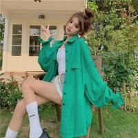 ราคา Lune Grace W252 เสื้อคอปกแขนยาว เชิ้ดแขนจั้มงานดีผ้านุ่มไส่สบายสีเขียว สีขาว สไตล์เกาหลี (23774220067)