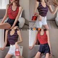 ราคา Lune 459 เสื้อท็อป เสื้อกล้ามคล้องคอ โชว์หลัง ผ้าไหม ลายแถบสีสลับกัน สดใส เนื้อผ้าดี ใสสบาย (7860098399)