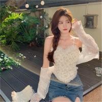 ราคา 1996 สายเดี่ยว ครอปทอป สายเดี่ยวลูกไม้ มีฟองน้ำ ลายดอกไม้ สวยวินเทจฤดูร้อนแบบบางเข้ารูป (23970240631)