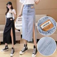 ราคา Lune Grace J7003 พร้อมส่ง กระโปรงยีนส์ยาวปานกลางผ่าข้างสำหรับฤดูร้อน แนวหวาน สไตล์เกาหลี (22548394353)