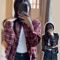 ราคา เสื้อเชิ้ตแขนยาว กระดุมหน้า ลายสก็อต เนื้อผ้าดีมีน้ำหนัก ทรงหลวามแฟชั่นญี่ปุ่น โอเวอร์ไซส์ BF สไตล์แฟนหนุ่ม รุ่นW274 (24409854615)