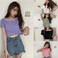 ราคา Lune Grace 206 สินค้าพร้อมส่ง เสื้อครอปไหมพรมแขนสั้นขปาดไหล่ ใส่ได้2แบบ เสื้อผู้หญิง เสื้อไหมพรม (25660597311)