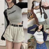 ราคา Lune Grace 2579 เสื้อเอวลอยแขนยาว เสื้อครอปแขนยาวคอกลม สไตล์เกาหลี รัดรูป สำหรับผู้หญิง ปักลายตัวอักษร (23783988079)