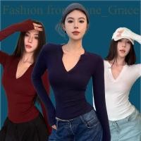 ราคา Lune Graceเสื้อยืดแขนยาวคอวีทรงรัดรูปผ้านุ่มใส่สบายแฟชั่นใหม่2025แนวเกาหลี พร้อมส่ง 2680 (29022880198)