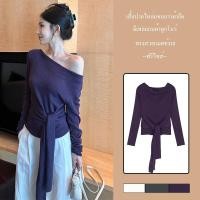 ราคา Lune Graceเสื้อยืดปาดไหล่แขนยาว ดีเทลผูกโบว์แถบผ้าสวยหรูน่ารักสไตล์ฝรั่งเศส พร้อมส่ง รุ่นN087 (27973251829)