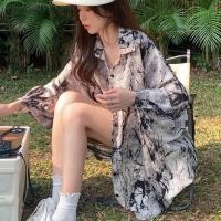 ราคา Lune Graceเสื้อเชิ้ตแขนยาวลายมัดย้อม กระดุมหน้าแขนโคมไฟ คลุมกันแดดเก๋มาก แฟชั่นแนวเกาหลี รุ่นw401 (25132933885)