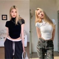 ราคา Lune Grace 5524 เสื้อครอปแขนสั้นคอเต่า ดีเทลชายไม่เท่ากันแฟชั่นเกาหลี รัดรูป y2k (22460207364)