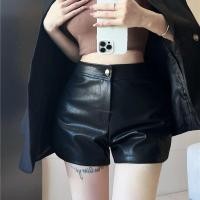 ราคา ราคาพิเศษ กางเกงขาสั้นหนัง F X กางเกงขากว้างสีดำไซส์ใหญ่ผู้หญิงกางเกงขาสั้นหนัง PU เอวสูงใส่ด้านนอกใส่แล้วดูผอมทรงเอกางเกงซับในลำลองทรงเอ (26711735541)