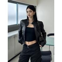 ราคา ราคาพิเศษ เสื้อแจ็คเก็ตหนัง F X PU สไตล์อเมริกันย้อนยุคคลาสสิกสีดำดีไซน์แขนซิปคอตั้งทรงเข้ารูปแมทช์ลุคง่ายเสื้อแจ็คเก็ตสั้นผู้หญิง (28112640460)